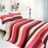 [Barefoot Angel ] 3PC Vermicelli-Quilted Patchwork Quilt Set (Full/Queen Size)