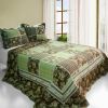 [Free Life] Cotton 3PC Vermicelli-Quilted Printed Quilt Set (Full/Queen Size)