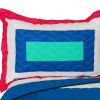 [Universe's Passion] Vermicelli-Quilted Patchwork Geometric Quilt Set Full/Queen