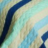 [Rising to the Top ] 3PC Vermicelli-Quilted Patchwork Quilt Set (Full/Queen Size)