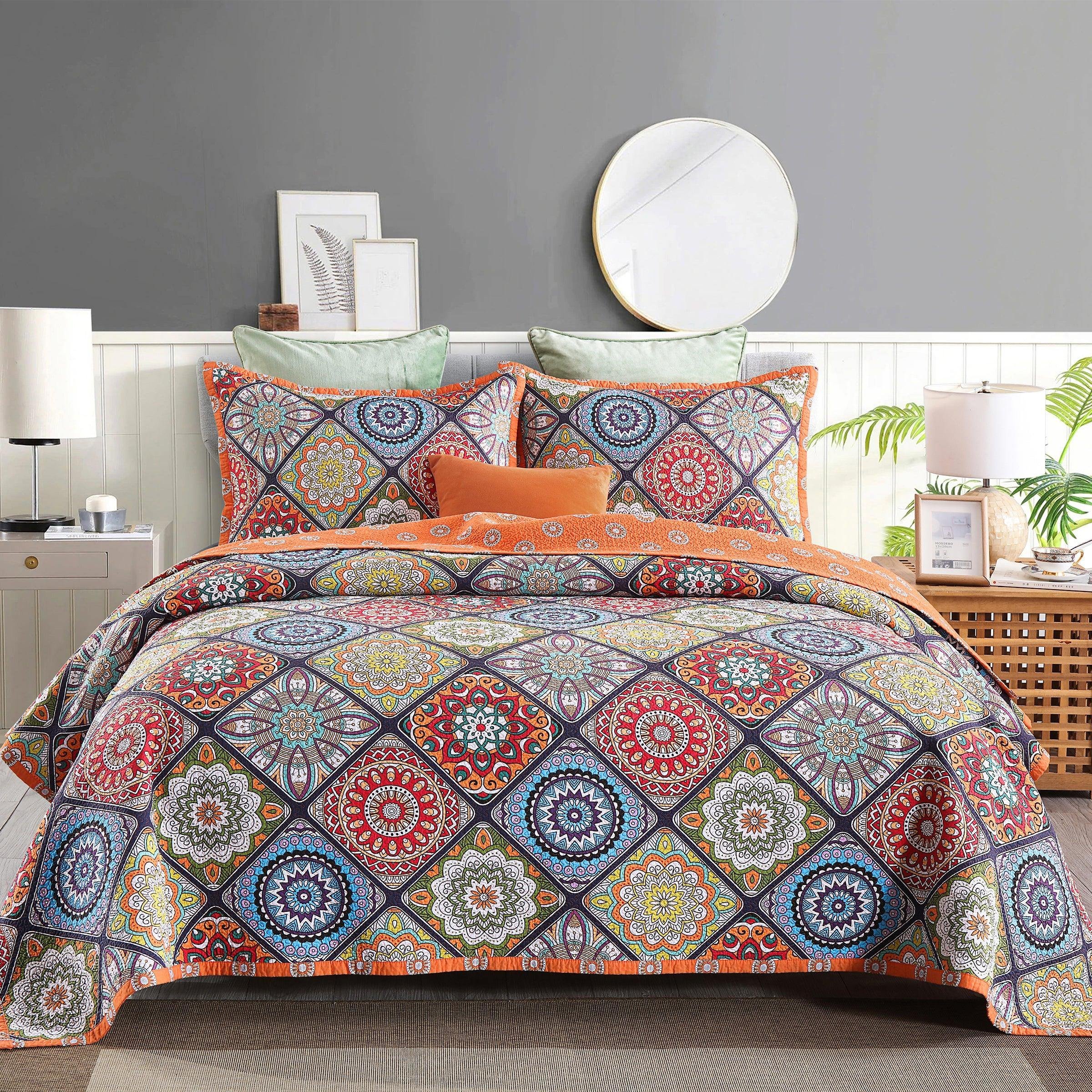 Cotton Quilt Set 3PCS Reversible Bedspread Lightweight Coverlet Set for Queen/Full Size Bed All Season Use Cotton Quilt Set 3PCS Reversible Bedspread Lightweight Coverlet Set for Queen/Full Size Bed All Season Use